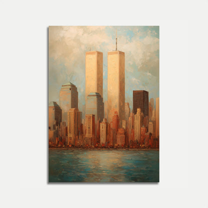 Póster del horizonte dorado de Manhattan