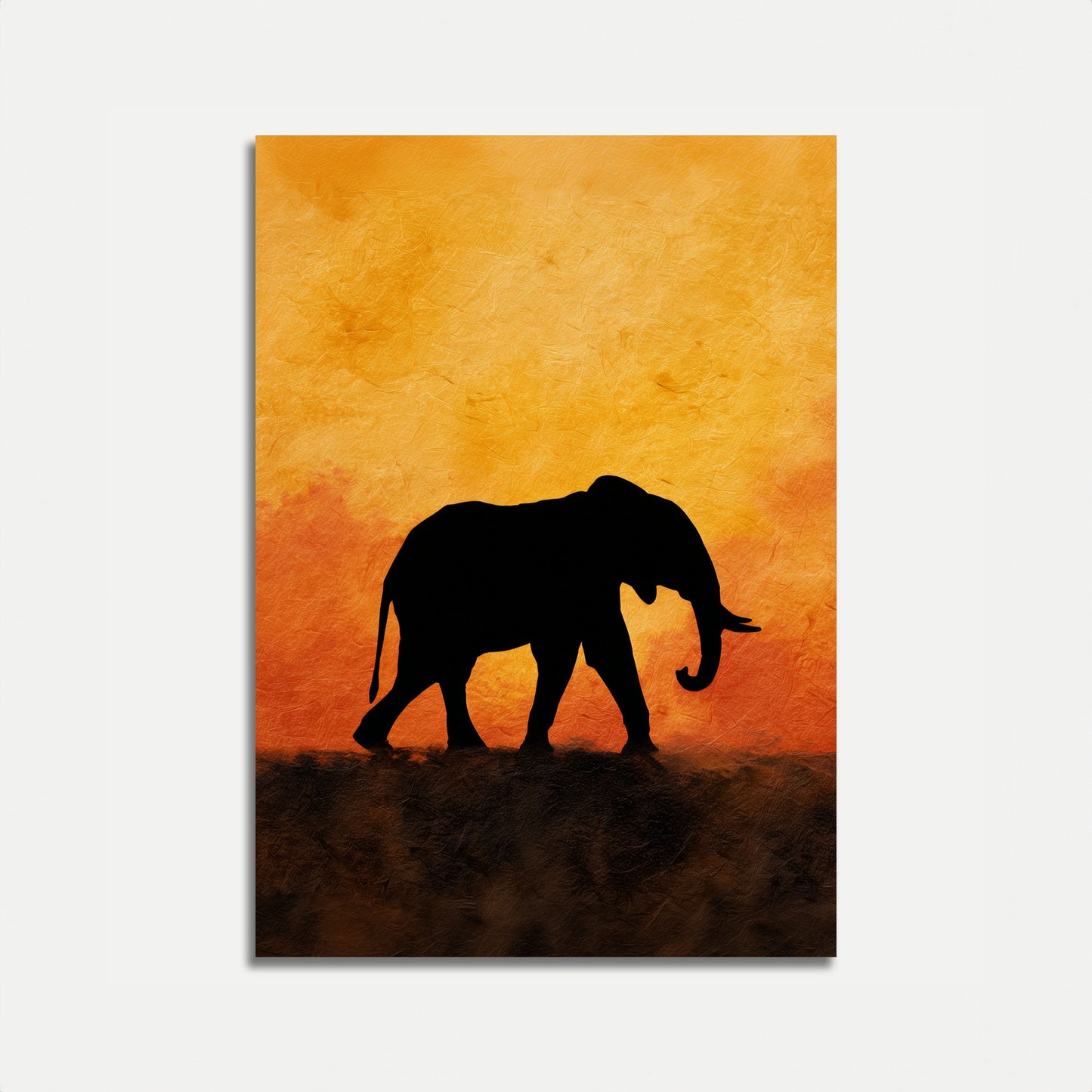 Sunset Silhouette Elephant Poster