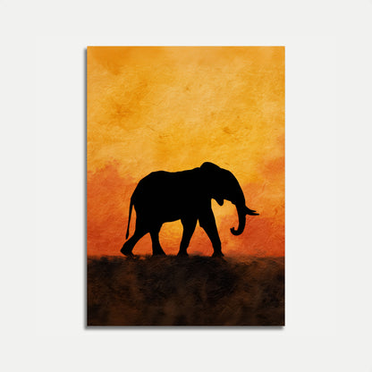 Sunset Silhouette Elephant Poster