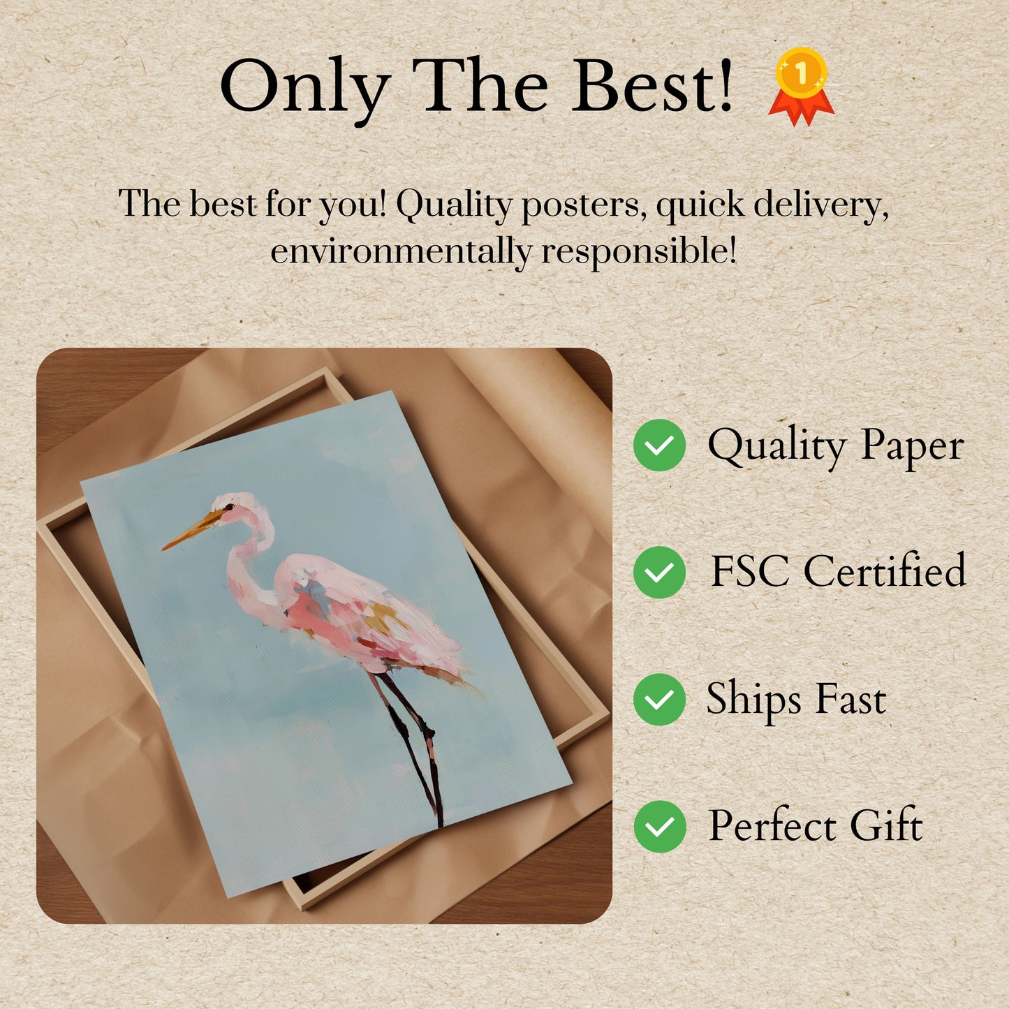 Delicate Pink Heron Poster