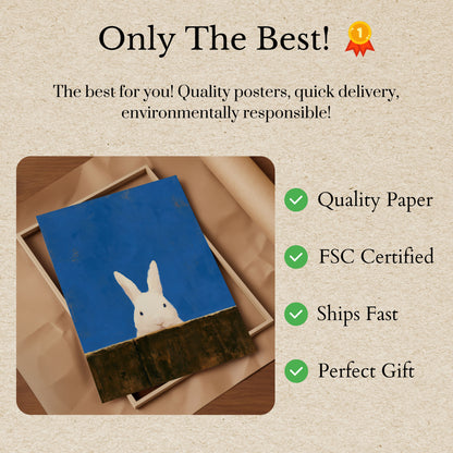 White Rabbit Peering Over Wall Poster