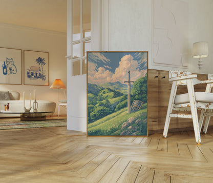 Plakat Krajobraz ze Średniowiecznym Mieczem