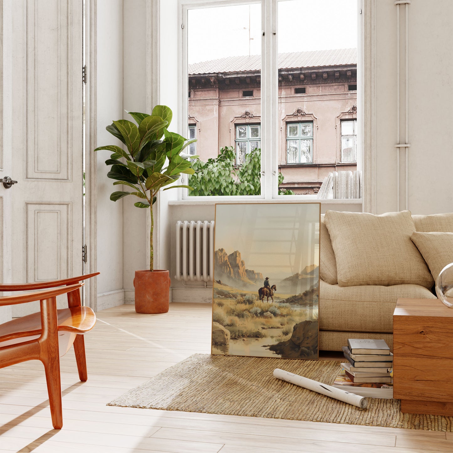 Lone Rider Desert Landscape Poster
