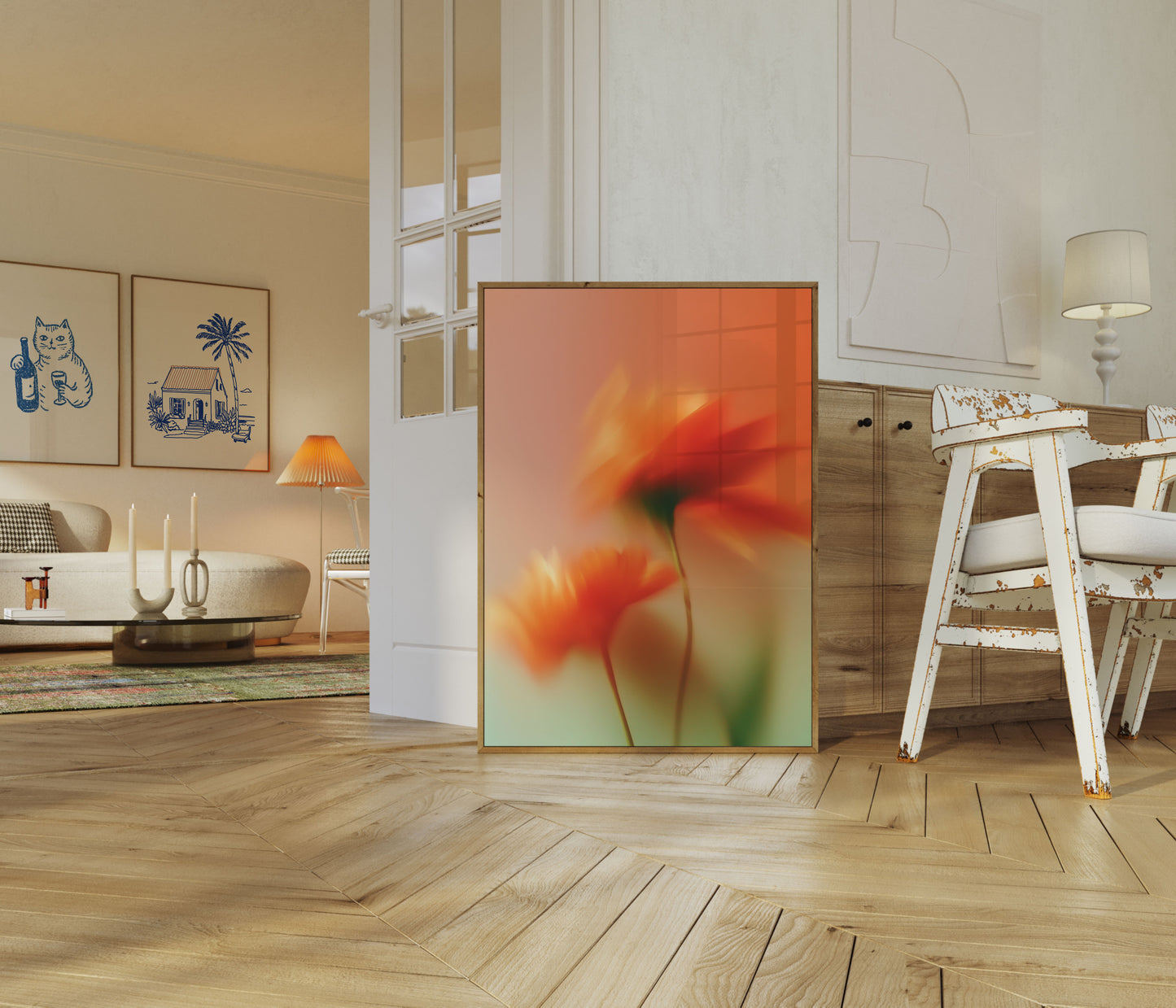 Orange Blurred Floral Motion Poster