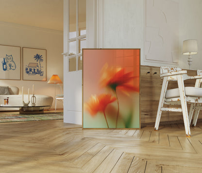 Orange Blurred Floral Motion Poster