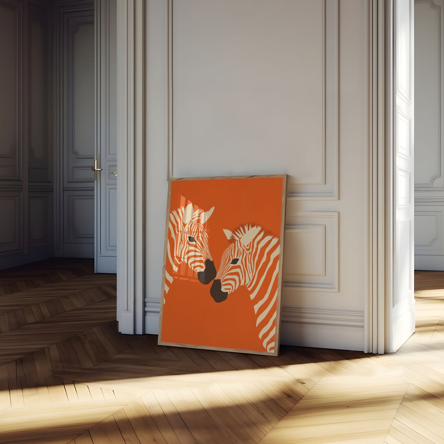 Orange Zebra Duo Art Poster