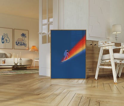 Astronaut Surfing Rainbow Poster