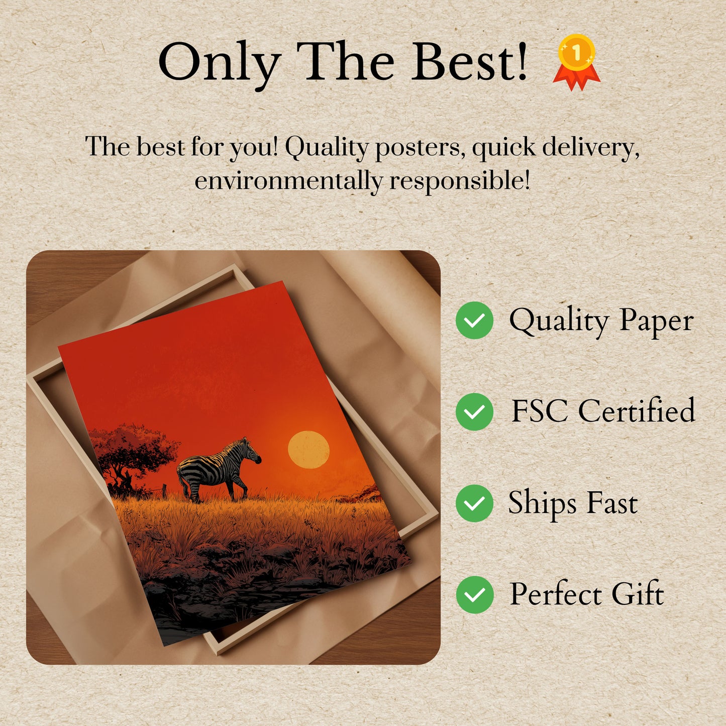 African Sunset Zebra Poster