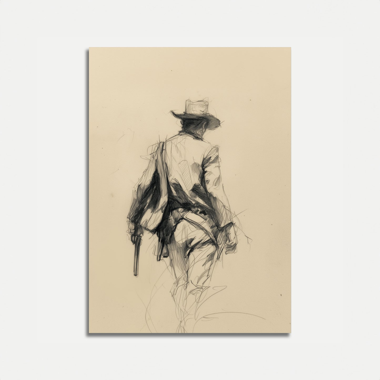Lone Cowboy Sketch Poster