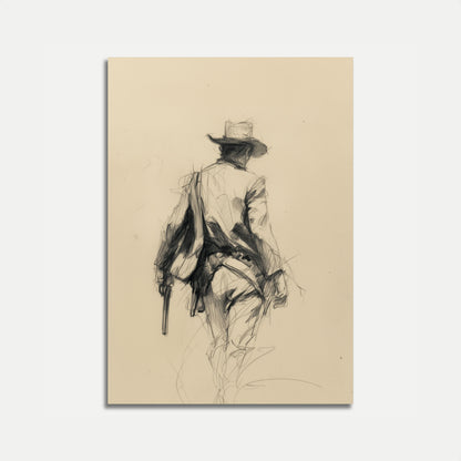 Lone Cowboy Sketch Poster