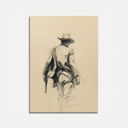 Lone Cowboy Sketch Poster