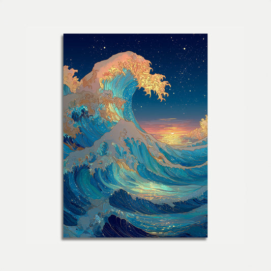Ocean Wave Solnedgång Poster
