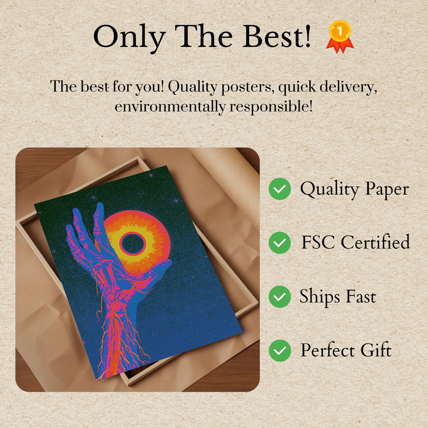 Cosmic Hand Holding Sun Poster