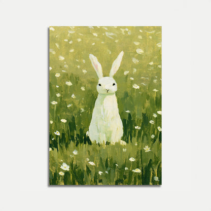 White Rabbit in Daisy Field Poster