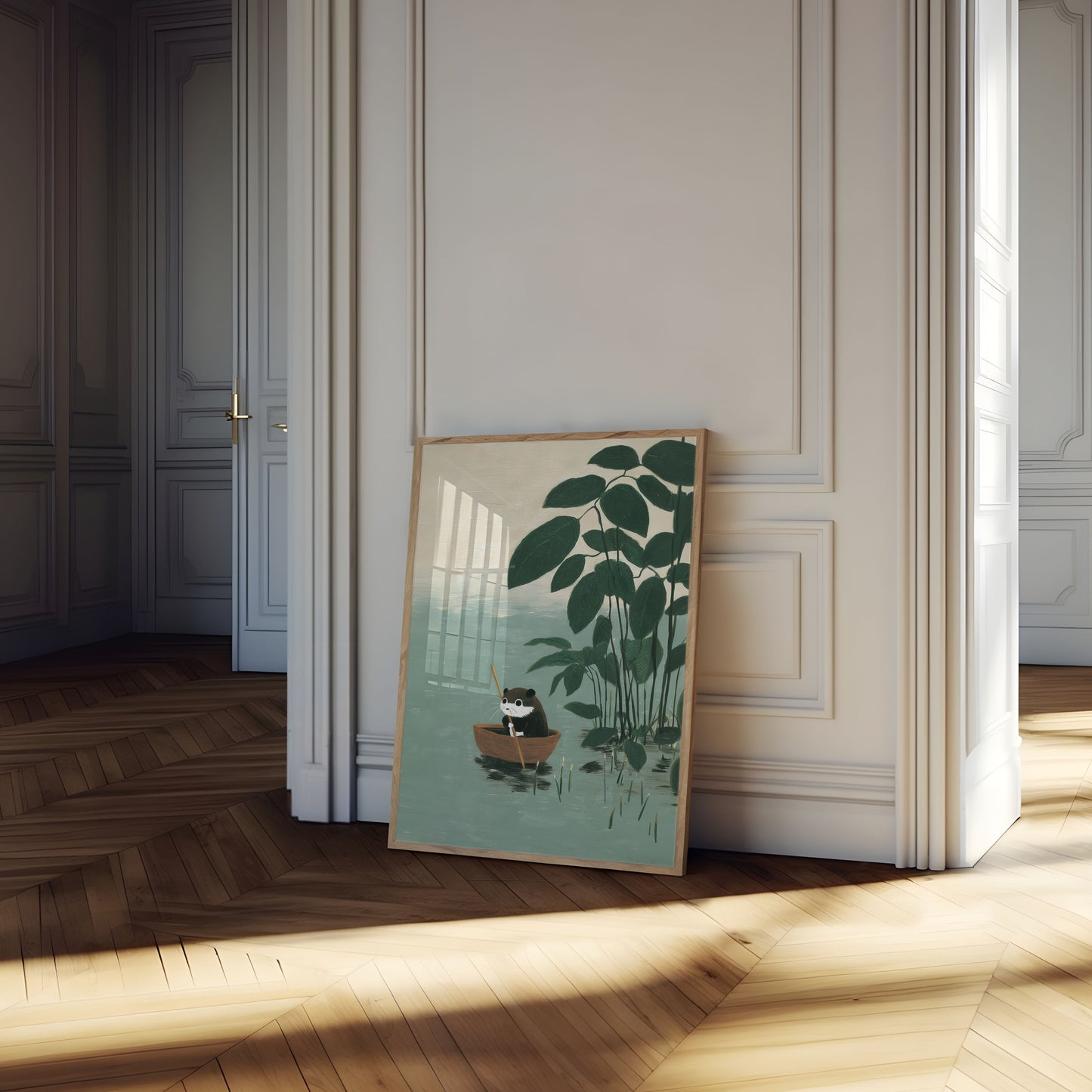 Otter in Boat Nature Poster