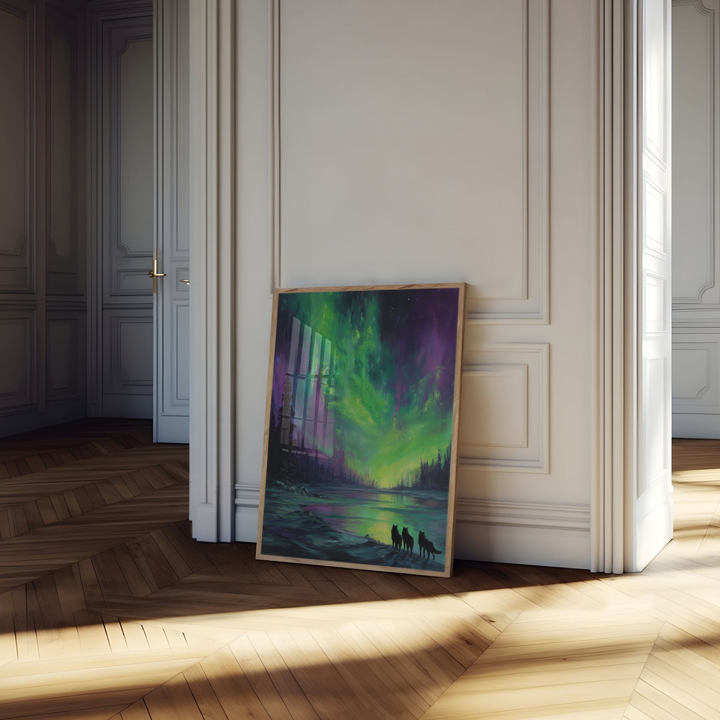 Lupi Sotto L'Aurora Boreale Poster