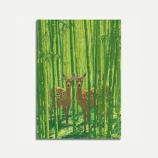 Hirsch im Bambuswald Poster