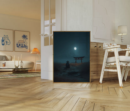 Mondbeleuchteter Zen-Berg Poster