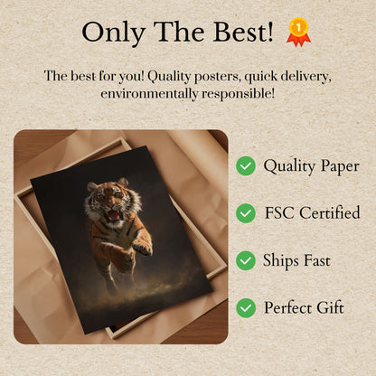 Póster del salto del tigre feroz