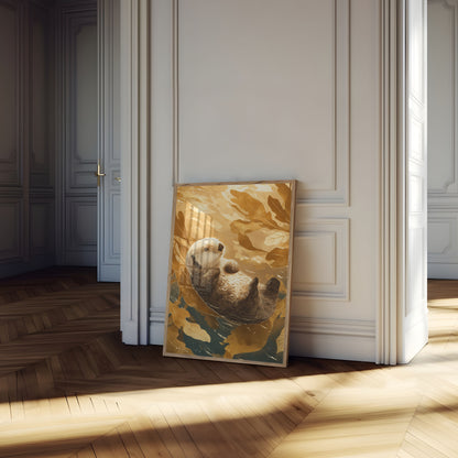 Lontra marina tra le Alghe Poster