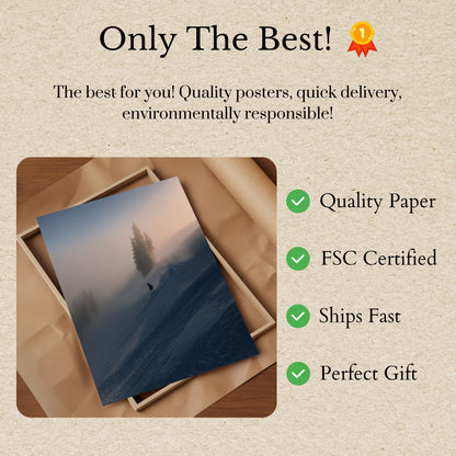 Skiløper i Alpin Tåke Plakat