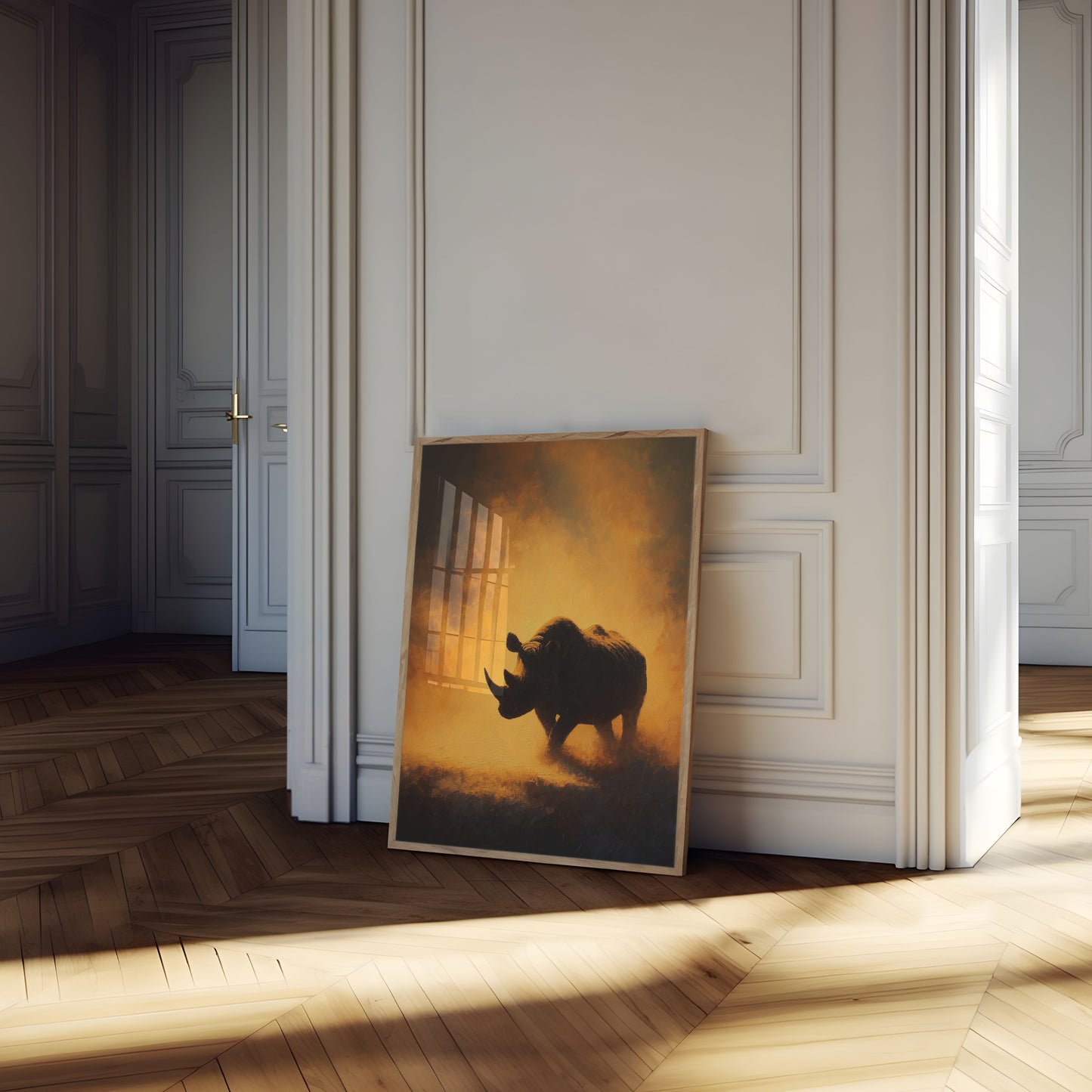 Neushoorn in Gouden Stof Poster