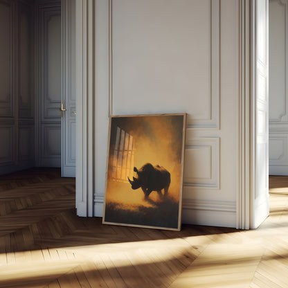 Neushoorn in Gouden Stof Poster