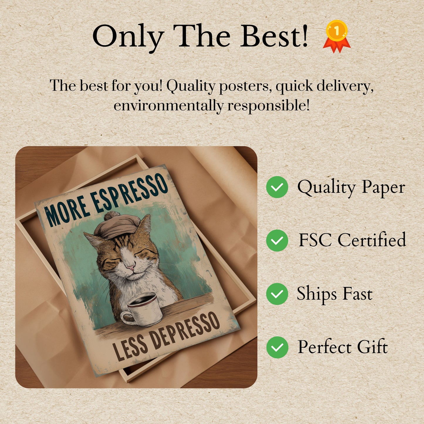 Coffee Lover's Cozy Cat Poster