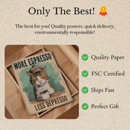 Coffee Lover's Cozy Cat Poster