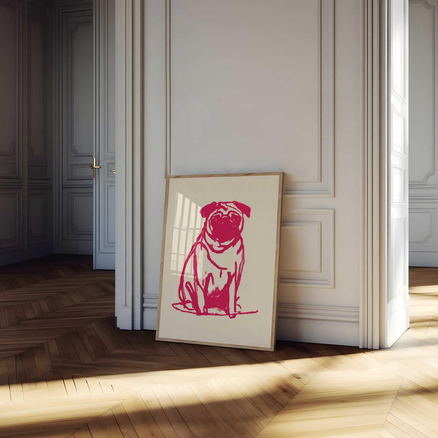 Affiche de croquis de carlin rouge