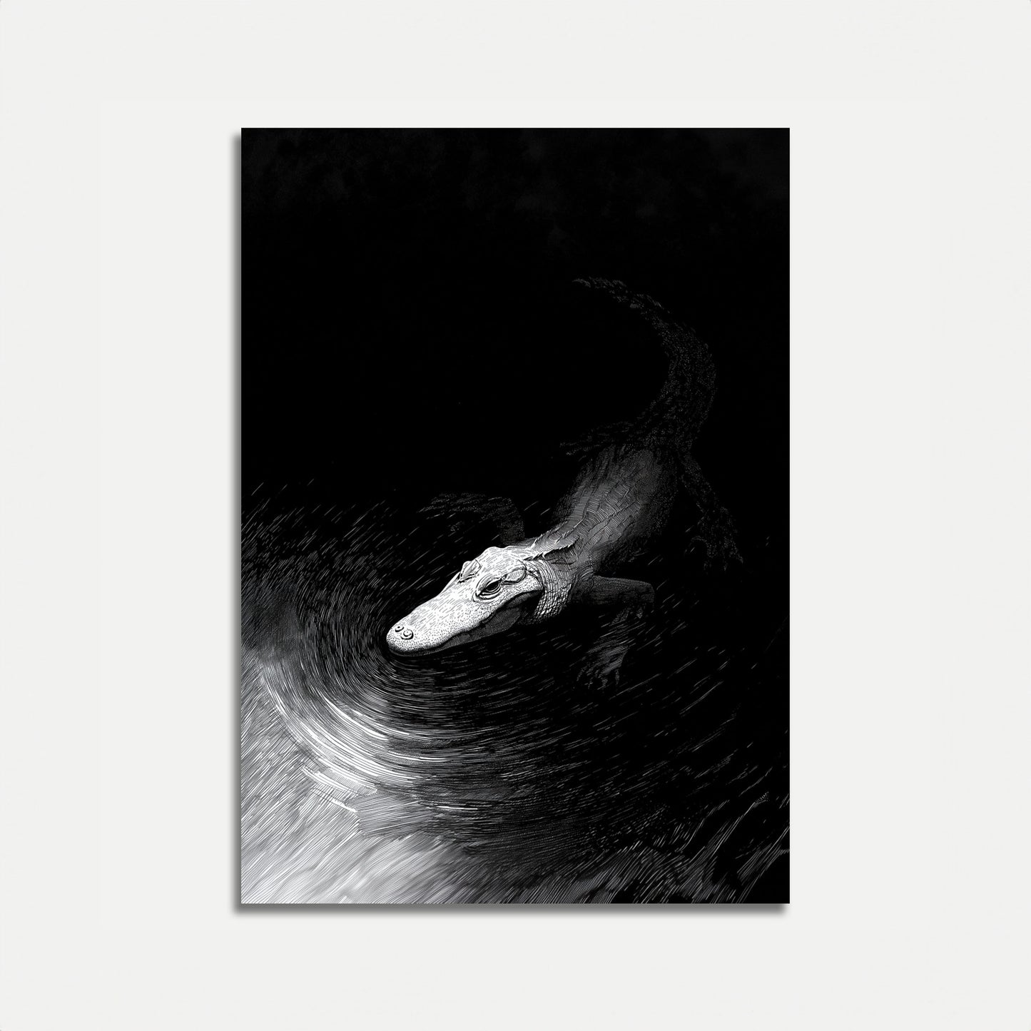 Póster de caimán de aguas oscuras