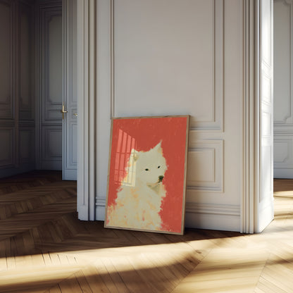 White Wolf Against Red Poster