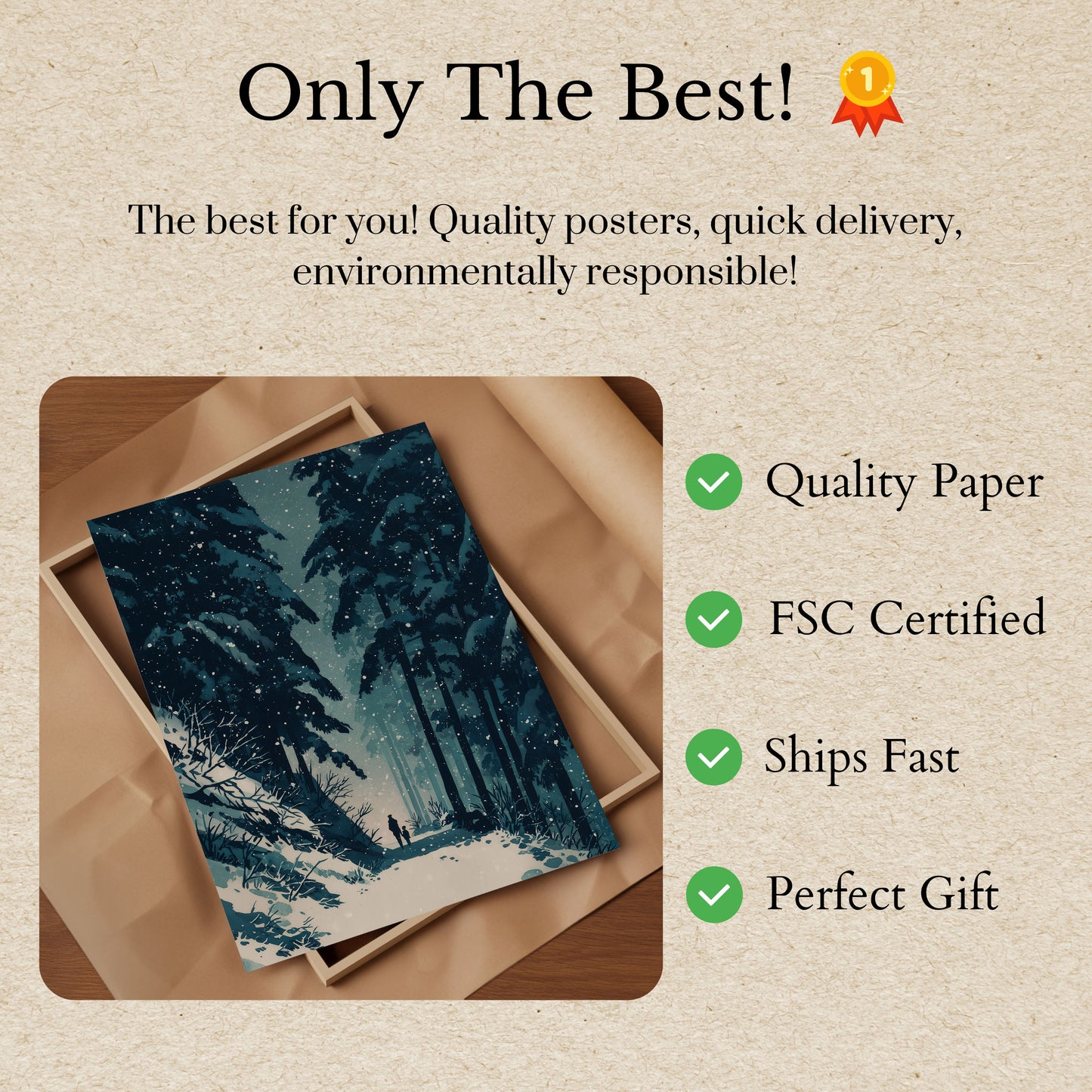 Winter Forest Snow Path Poster