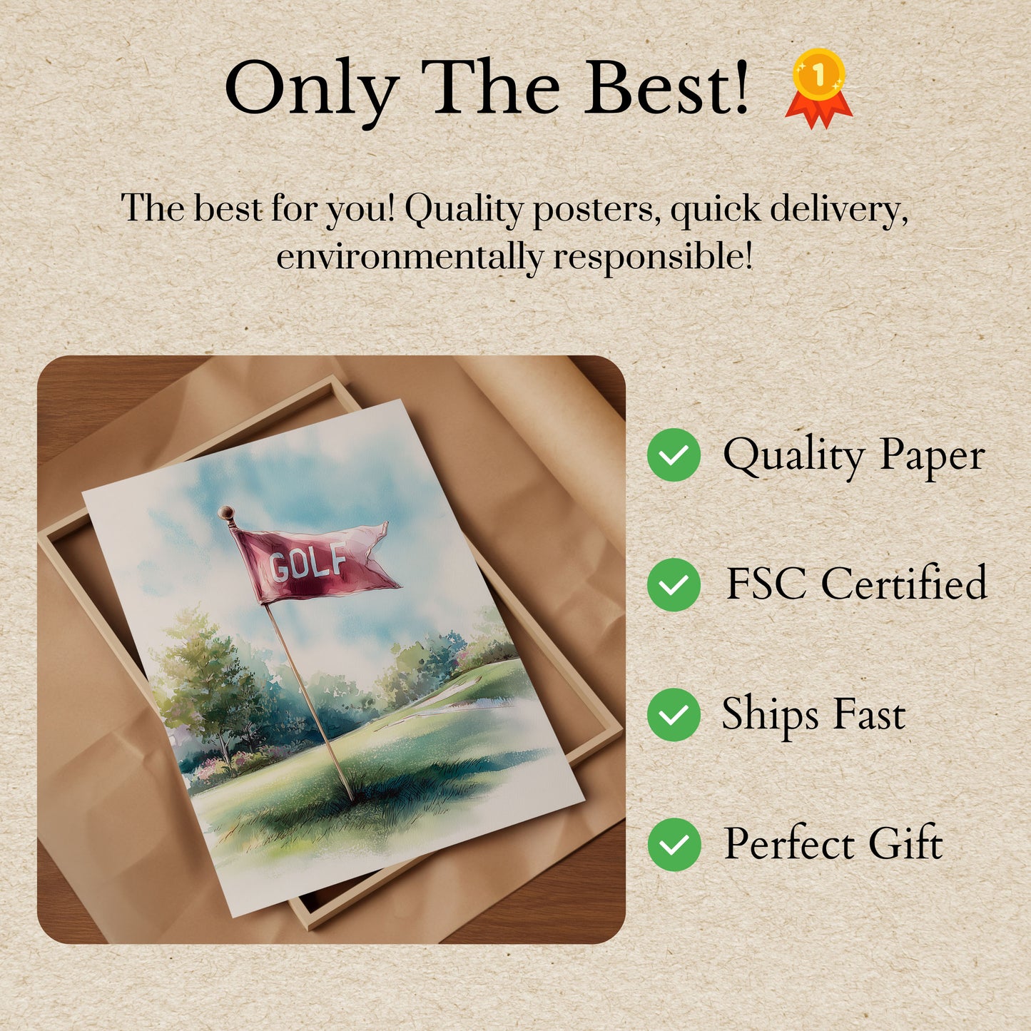 Serene Golf Course Flag Poster