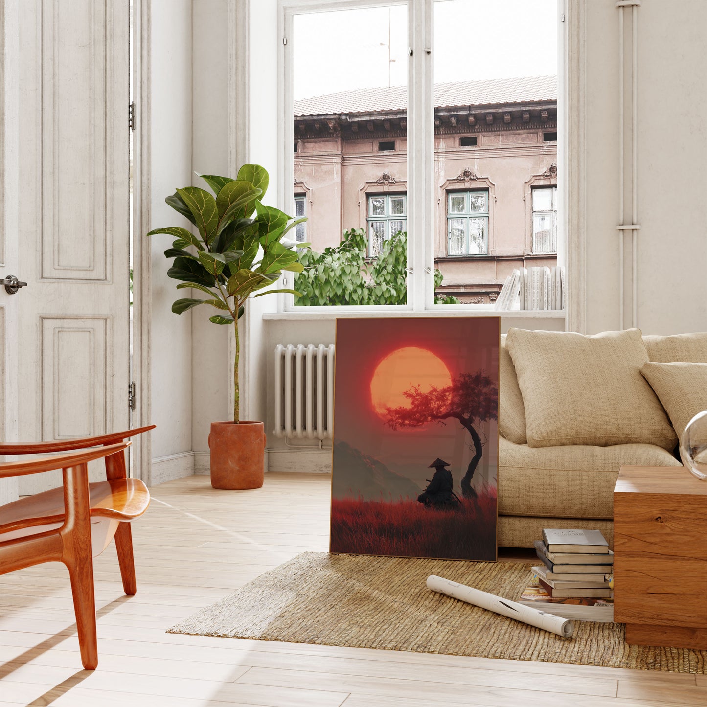 Samurai Krieger Solnedgang Plakat