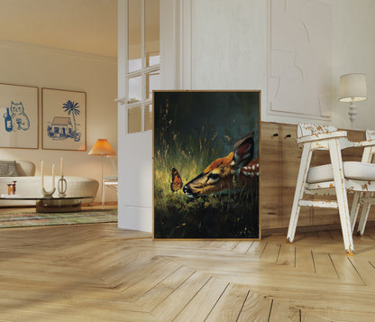 Butterfly and Deer Whispers Poster