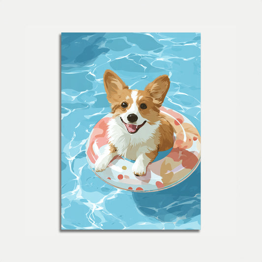 Summer Corgi Pool Float Poster