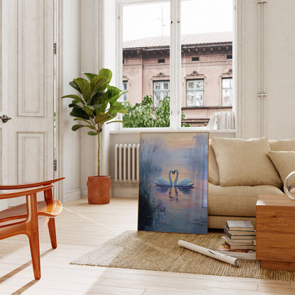 Swans in Misty Love Poster