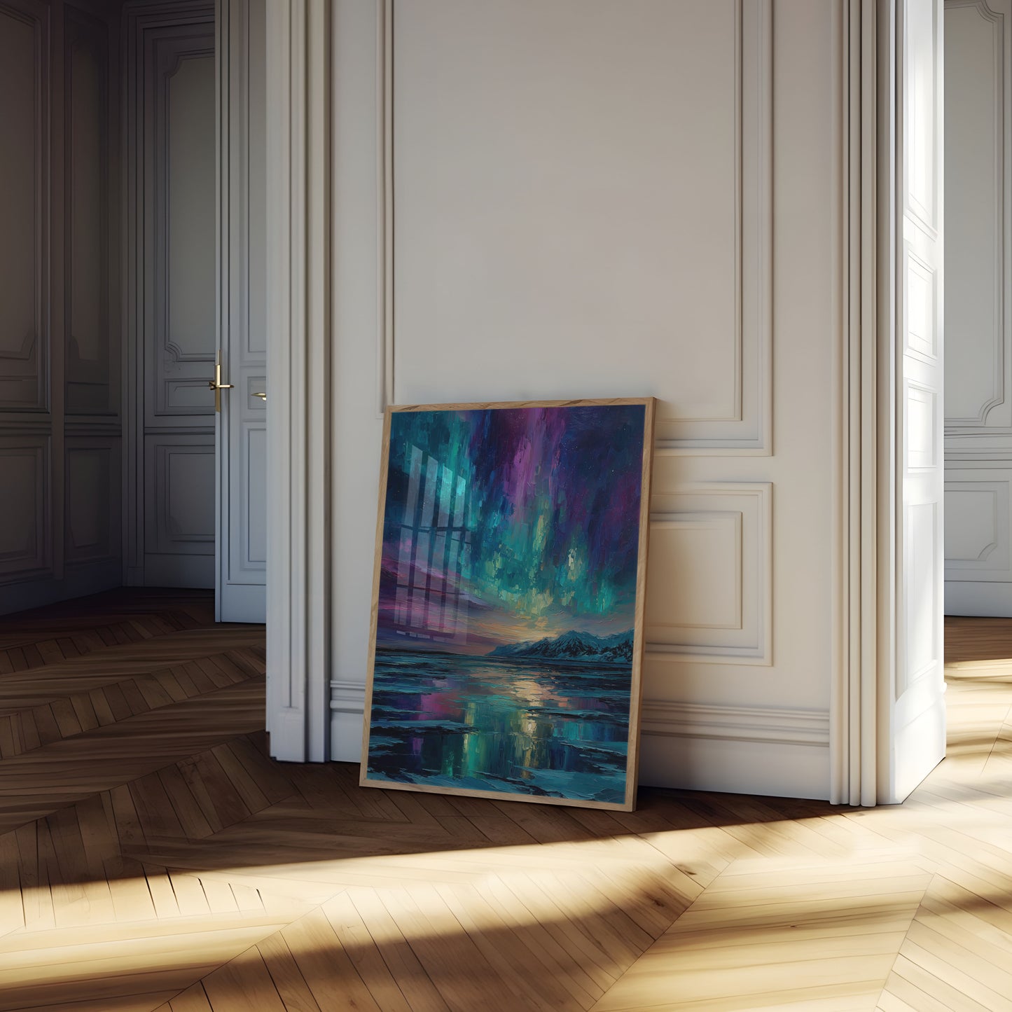 Póster de Paisaje Montañoso Aurora Boreal