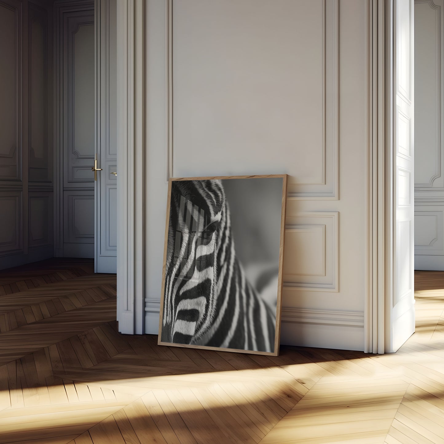 Monochrome Zebra Close-Up Poster