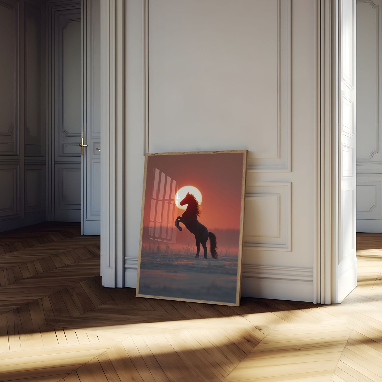 Paard Springerend bij Zonsondergang Poster