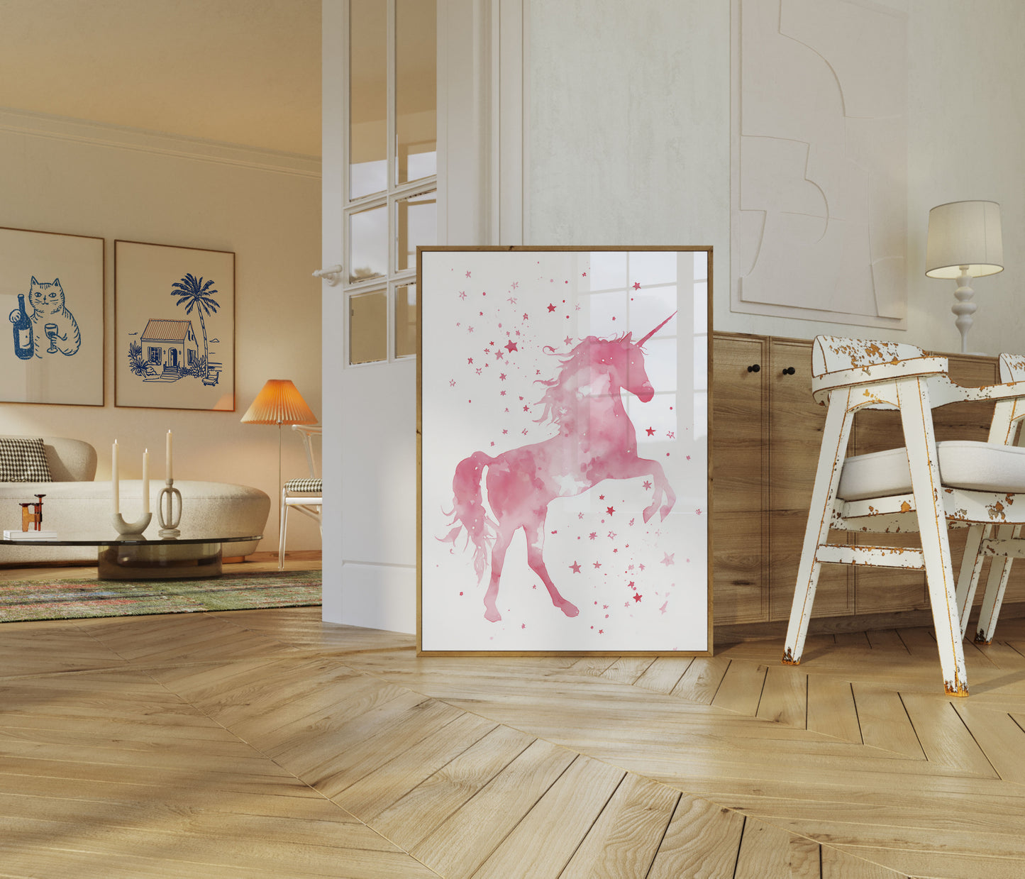 Poster dell'Unicorno Rosa Stellato