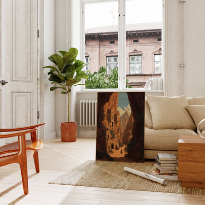 Plakat over arkitektur i gamle kanyonbyer