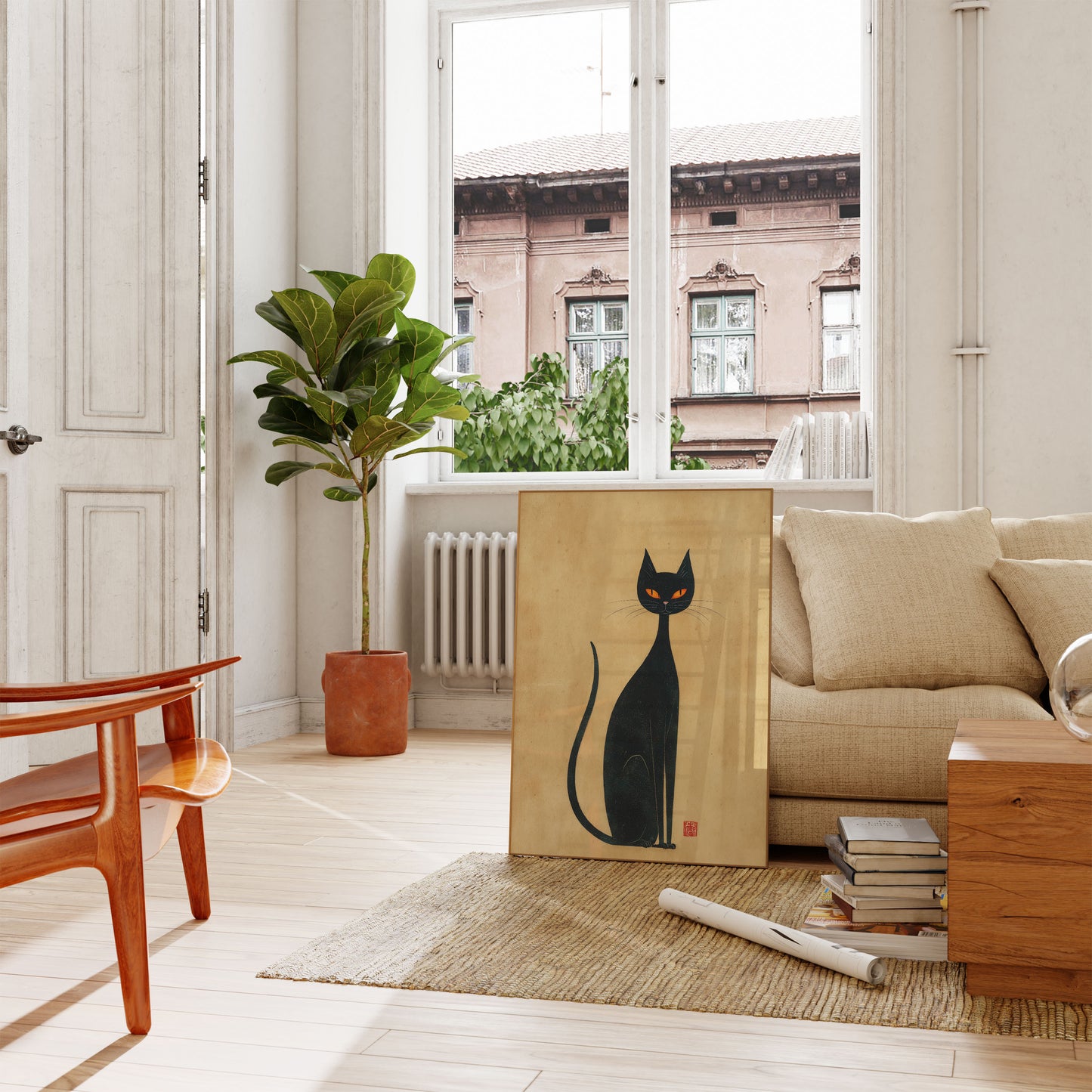 Zwarte Kat Met Gouden Ogen Poster