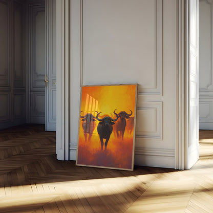 African Buffalo Herd at Sunset Poster

Afrikansk buffelhord vid solnedgång affisch