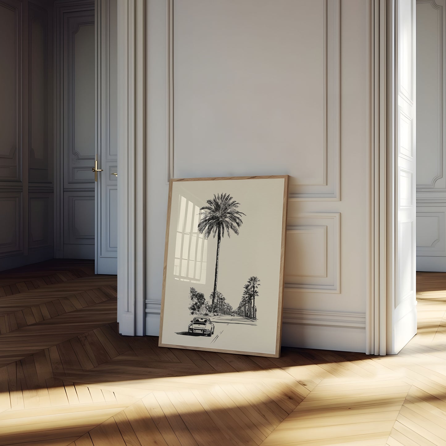 Palm Lined Porsche Voyage Poster