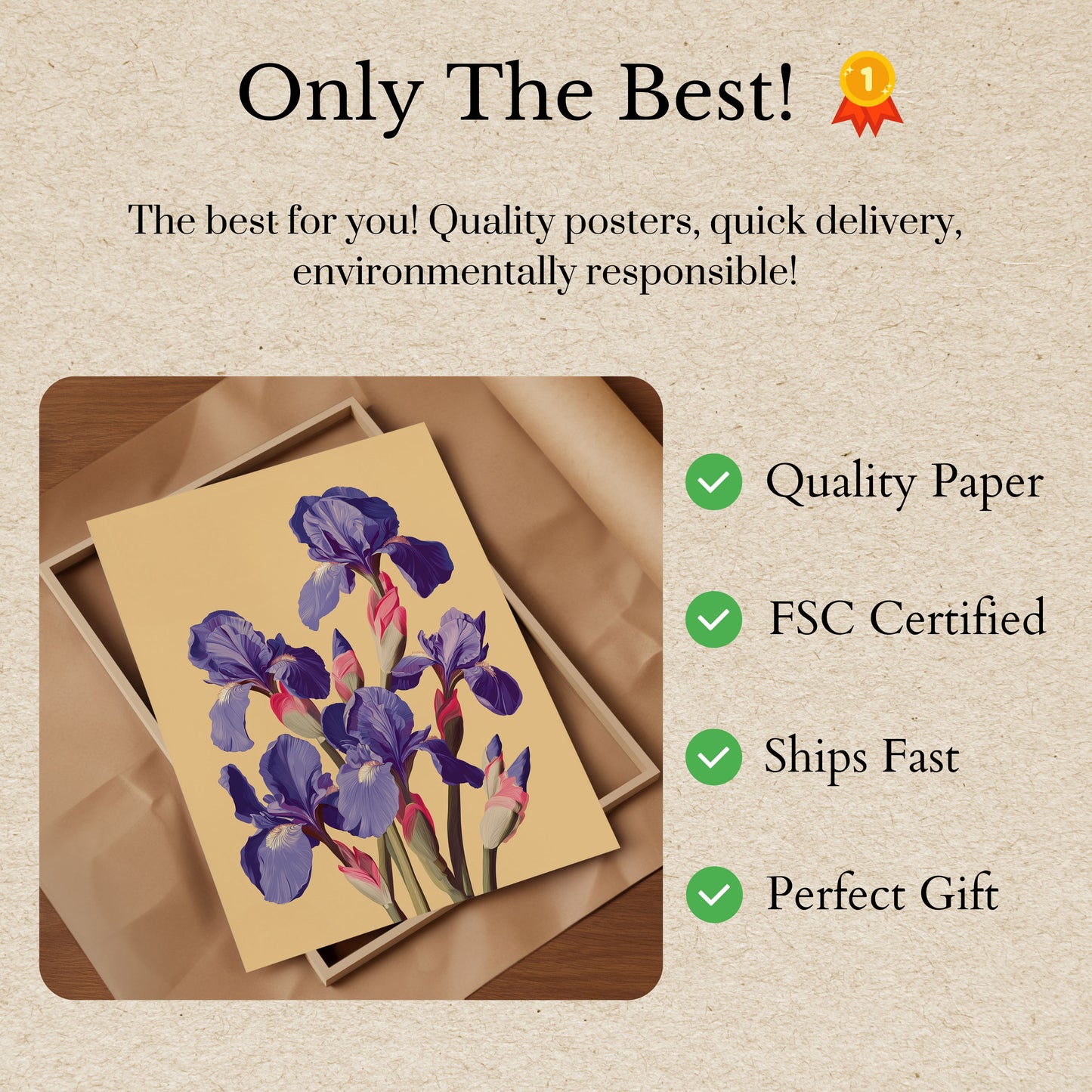 Vibrant Blue Iris Botanical Poster