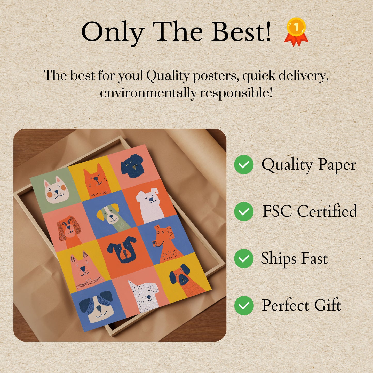 Cute Dog Faces Poster