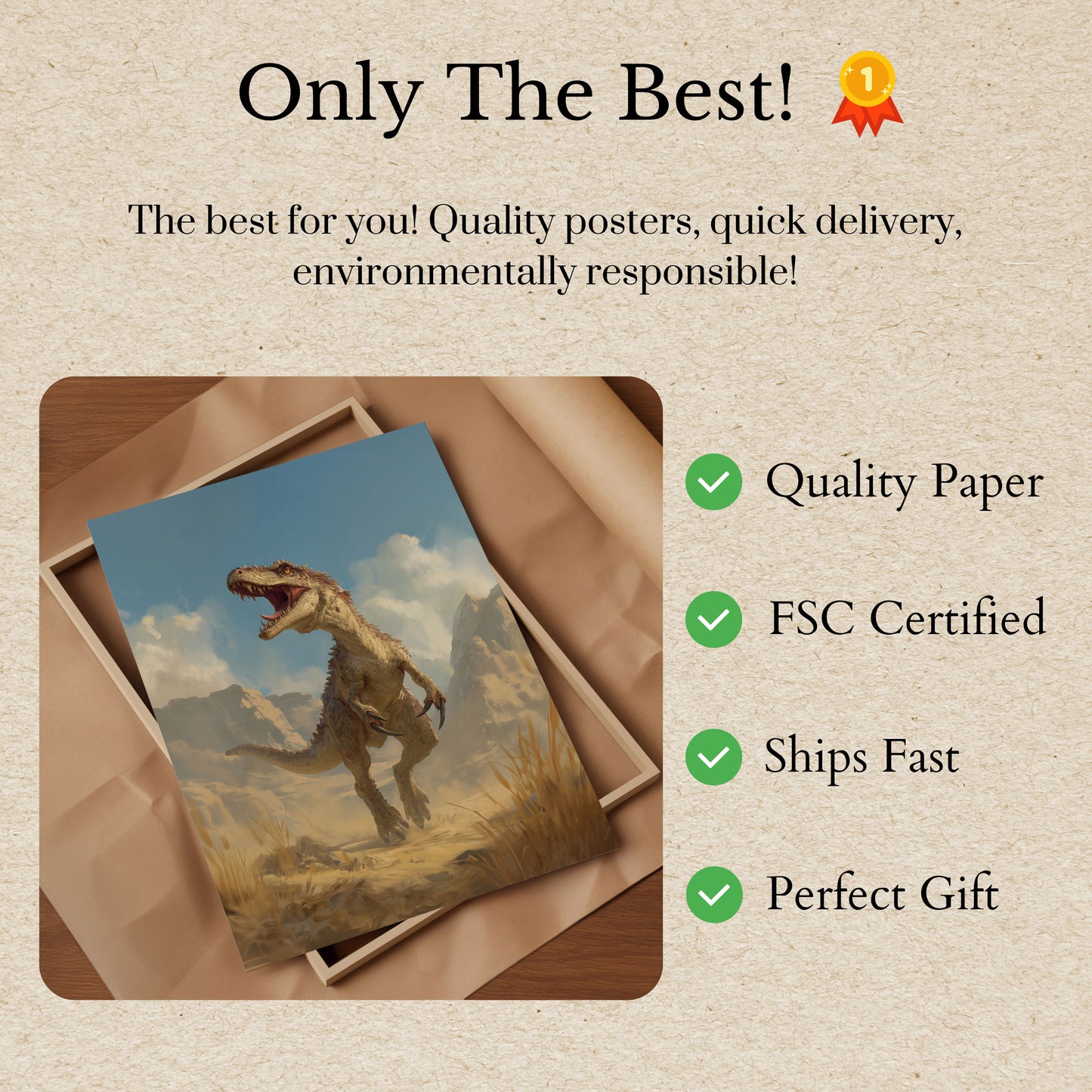 Fierce Dinosaur Desert Hunt Poster