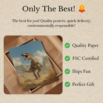 Fierce Dinosaur Desert Hunt Poster